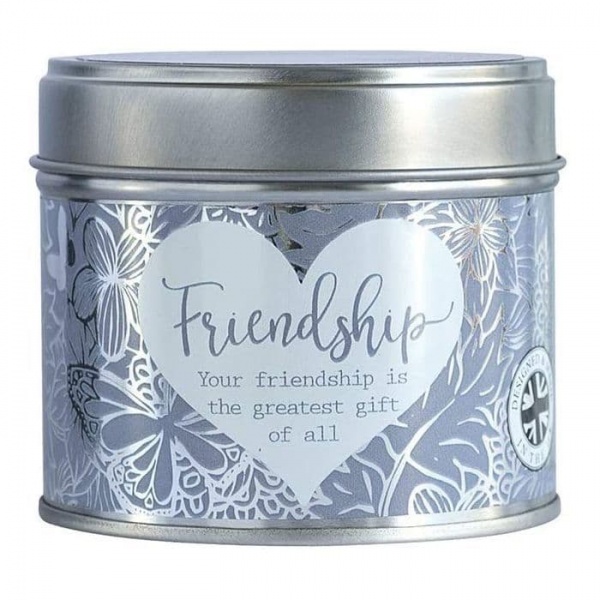 Friendship Linen Scented Candle Tin Said With Sentiment Arora Design
