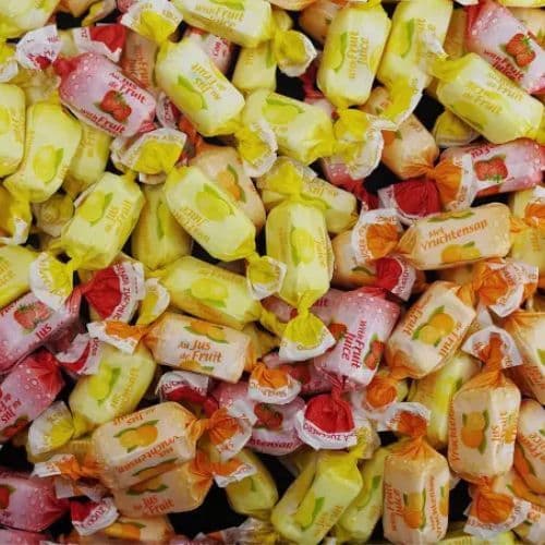 Fruit Juice Mix Toffee Chews No Added Sugar Free Pick & Mix Sweets De Bron 100g