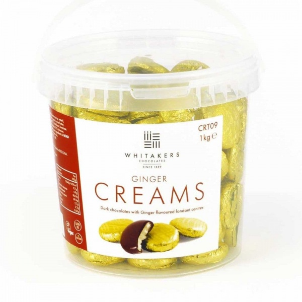 Ginger Cremes - Fondant Creams Yellow Foiled Whitakers Chocolates 1kg