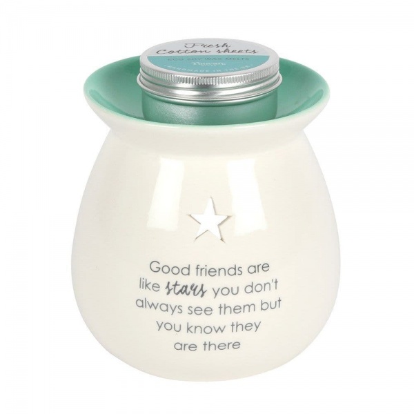 Good Friends - Fresh Cotton Sheets Eco Soy Wax Melt Warmer Gift Set Jones Home & Gift