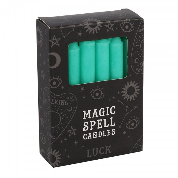 Green Luck Magic Spell / Angel Chimes Candles  Spirit of Equinox (Pack of 12)