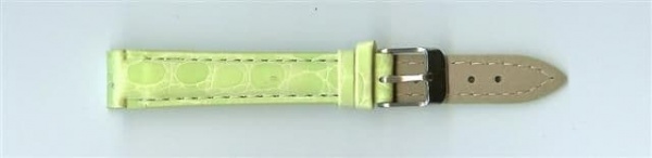 Green Skin Print Leather Watch Strap 14mm (Silver Buckle)