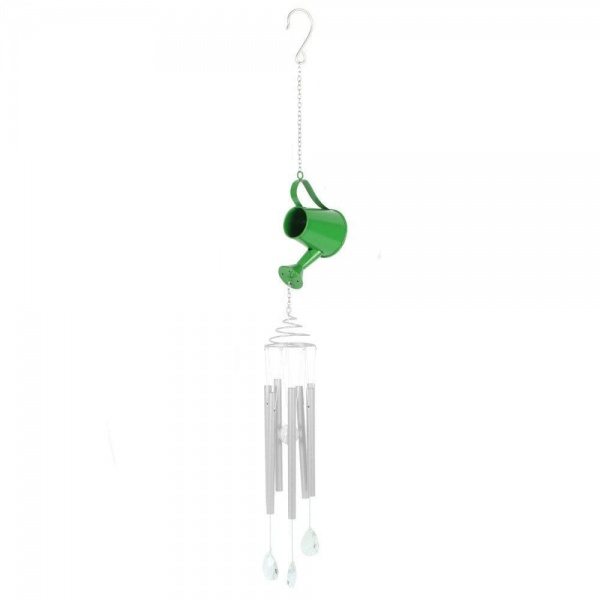 Green Watering Can Windchime - 75cm Hanging  Garden Sun Catcher Wind Chimes