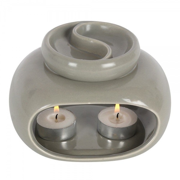 Grey Double Oil Burner / Wax Melt Warmer Jones Home & Gift