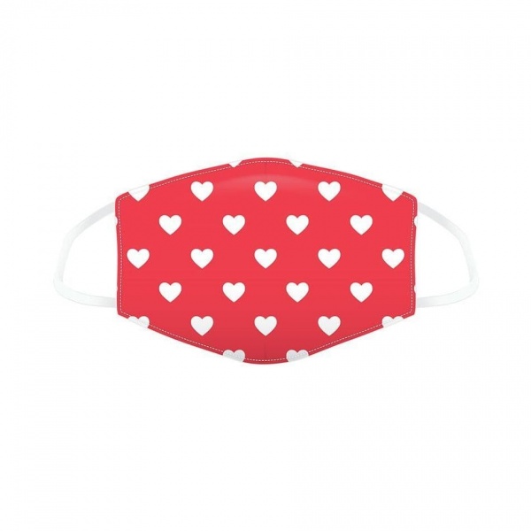 Hearts Red Reusable Adult Face Covering Washable 2 Layer Soft Mask