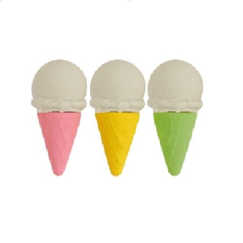 Ice Cream Cone - Novelty 3D Erasers Rubbers PINK, GREEN or YELLOW
