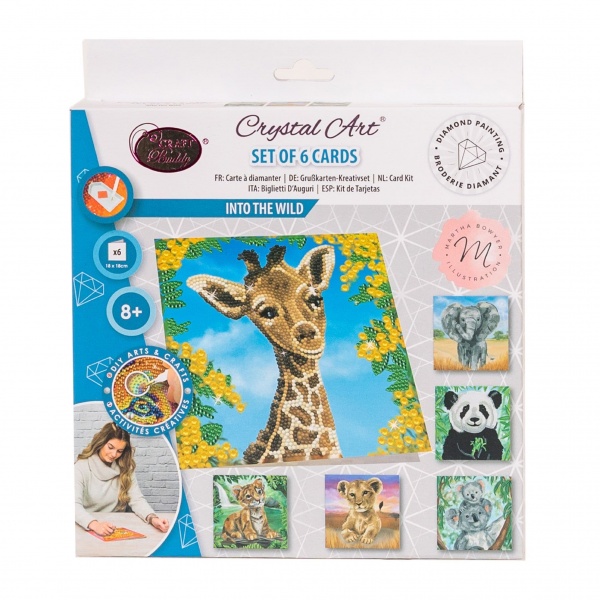 Into The Wild SS23 Set of 6 Greetings Cards 18cm - Crystal Art Kit Craft Buddy