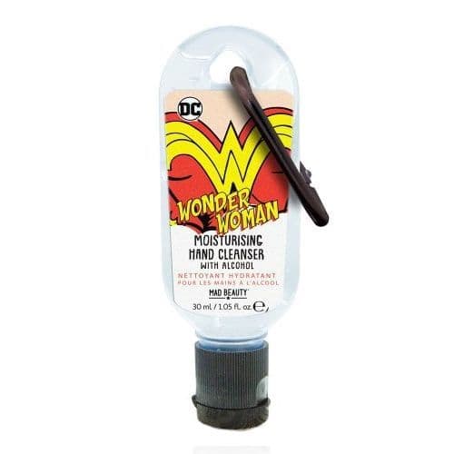 Jasmine Wonderwoman DC Comics Clip & Clean Moisturising Travel Hand Cleanser Gel 30ml Mad Beauty