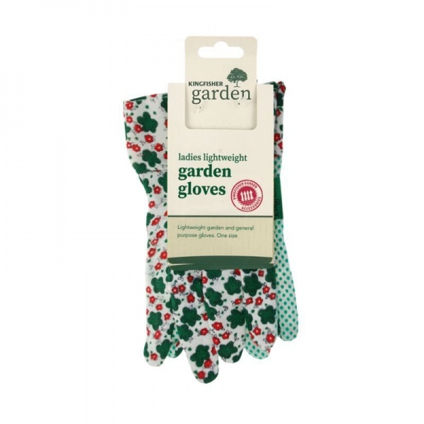Ladies Floral Polka Dot Lightweight Garden Gloves - Kingfisher Gardening - One Size