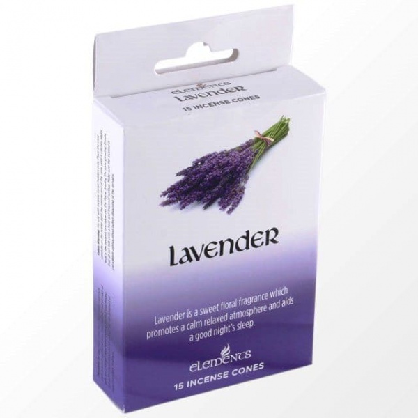 Lavender Scented Incense Cones Elements Indian - Box Of 15