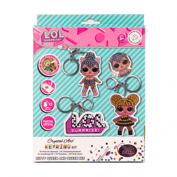 LOL Surprise! Set of 3 Keyrings - Crystal Art Kit Craft Buddy