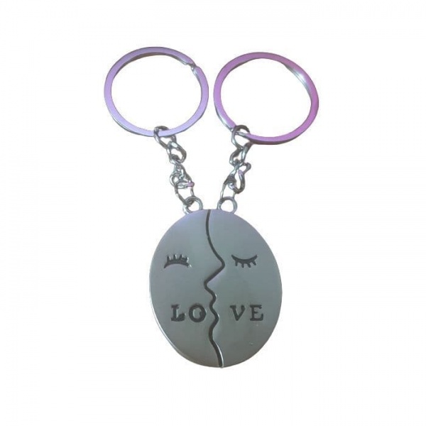 Love Face Split 2 Piece Stainless Steel Keyring