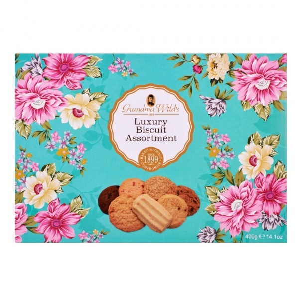 Luxury Biscuit Assortment Floral Selection Gift Box - Grandmas Wild's 400g