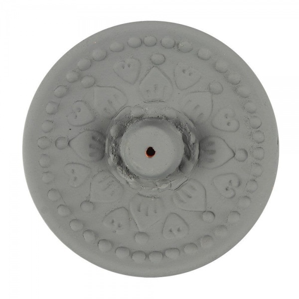 Mandala Grey Terracotta Incense Holder Plate Garden Gift Spirit of Equinox