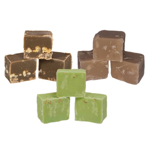 Maple Walnut, Pistachio, Coffee Walnut Mixed Flavours Luxury Hand Made Fudge Factory 600g