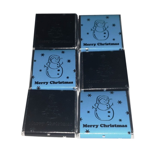 Milk Chocolate Blue & Black - Merry Christmas Neapolitans Squares Whitakers Chocolates 5g