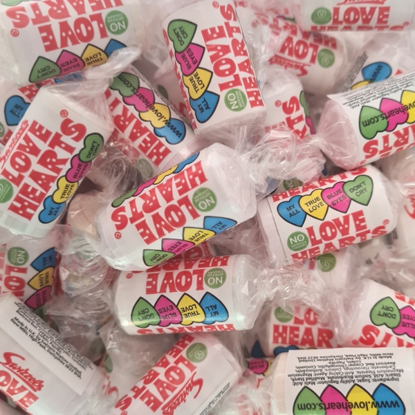 Mini Love Hearts Rolls Candy Sweets Clear Wrappers - Party Wedding Favours Swizzels Matlow