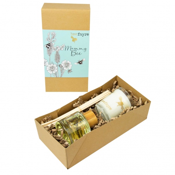 Mummy Bee Lavender & Geranium Scented Votive Candle Reed Diffuser Home Fragrance Gift Set Beefayre