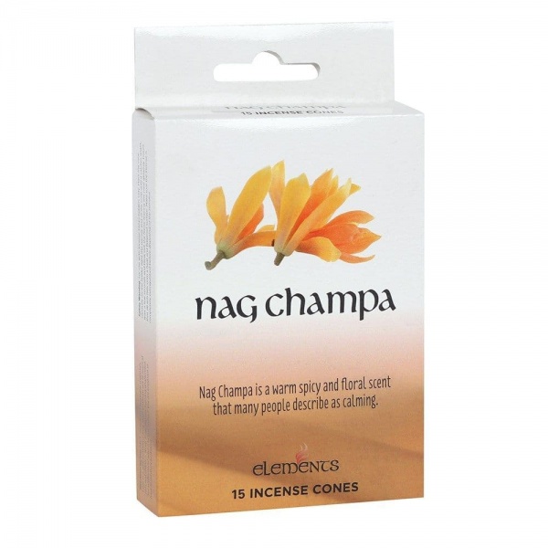 Nag Champa Scented Incense Cones Elements Indian - Box Of 15