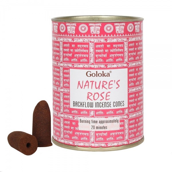 Nature's Rose Backflow Incense Cones Goloka (Pack of 24)