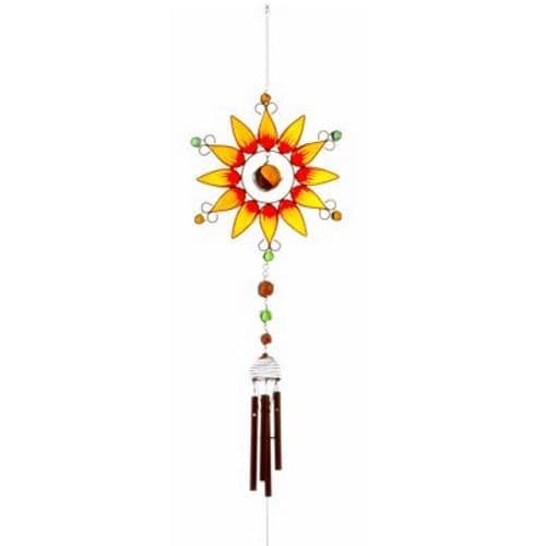 Orange Sunflower Windchime - 100cm Hanging  Garden Sun Catcher Wind Chimes