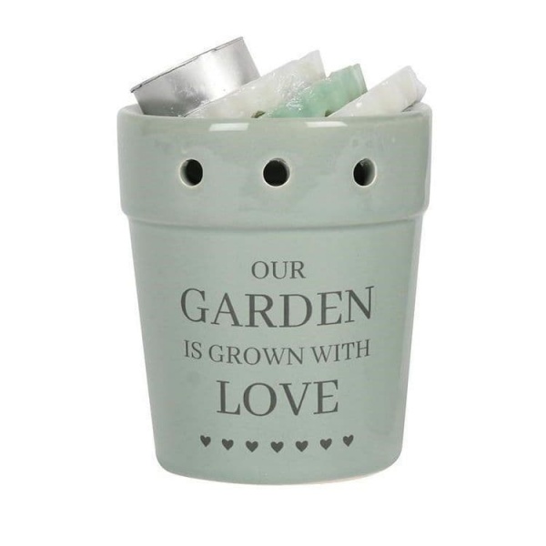 Our Garden Is Grown With Love Green Plant Pot Wax Melts Burner Gift Set Sifcon