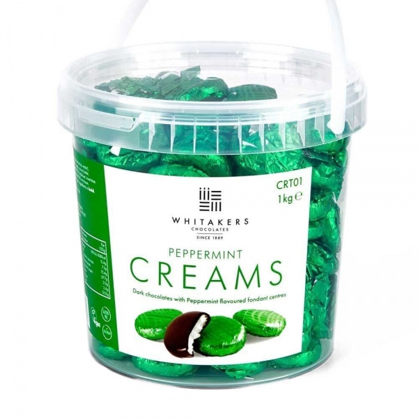 Peppermint Cremes - Fondant Creams Green Foiled Whitakers Chocolates 1kg