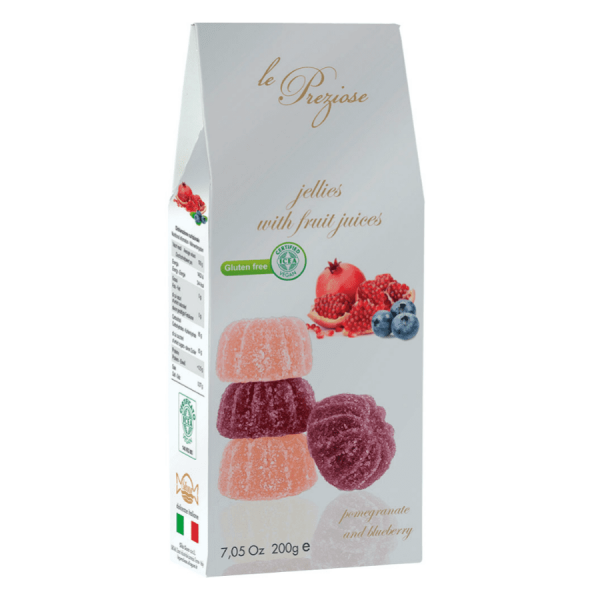 Pomegranate & Blueberry Italian Fruity Jellies Sweets Le Preziose 200g