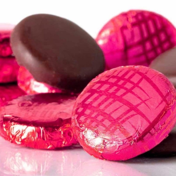 Raspberry Cremes - Fondant Creams Bright Pink Foiled Whitakers Chocolates 400g