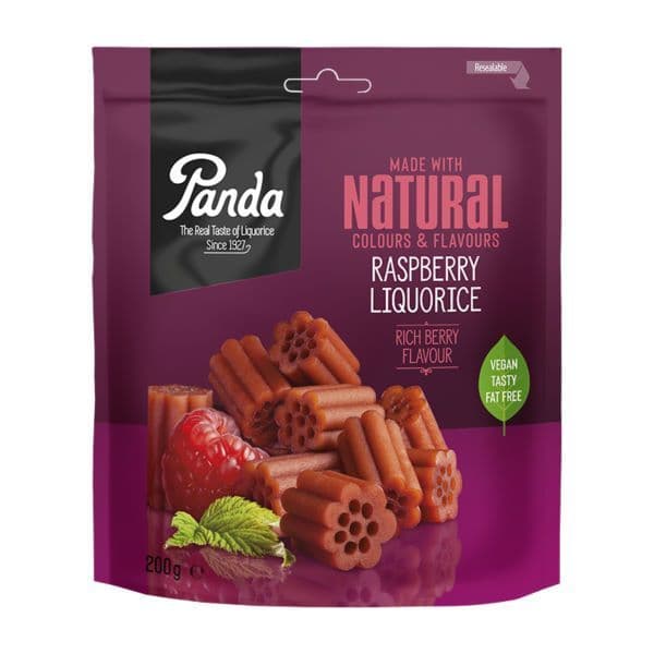 Raspberry Liquorice - Vegan Natural Sweets Panda 200g