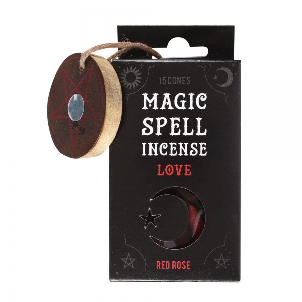Red Rose Love Magic Spell Incense Cones & Holder Spirit of Equinox
