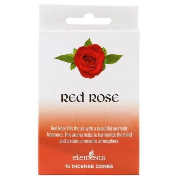 Red Rose Scented Incense Cones Elements Indian - Box Of 15