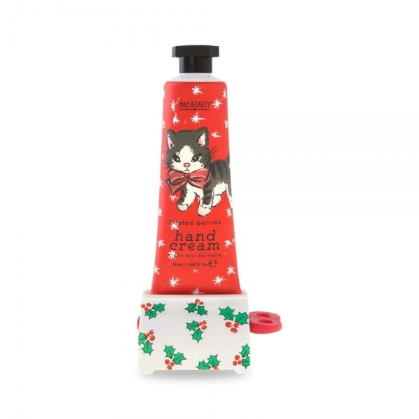 Retro Cat Frosted Berries Scented Christmas Hand Cream Gift Set Mad Beauty 50ml