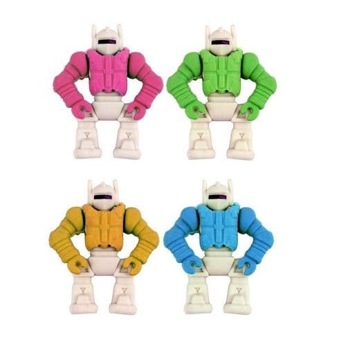 Robot - Novelty 3D Erasers Rubbers PINK BLUE GREEN or ORANGE