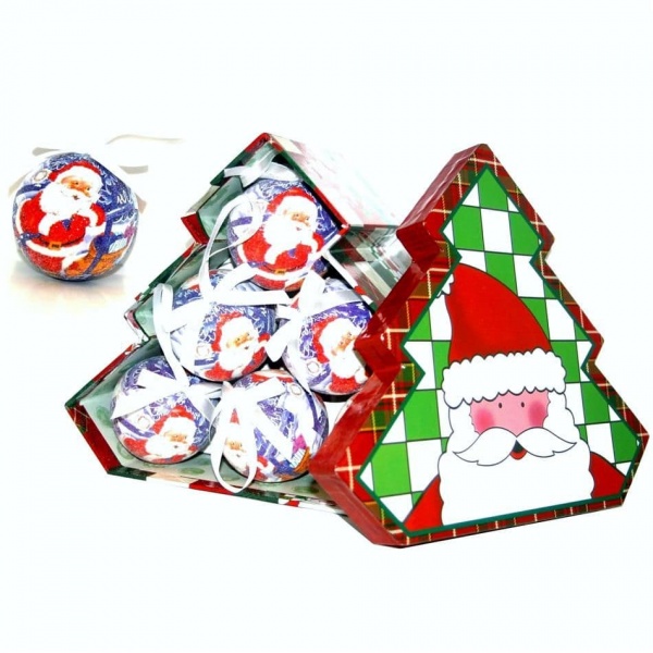 Santa Christmas Baubles Tree Shaped Storage Gift Box (Set of 12 Xmas Decorations)