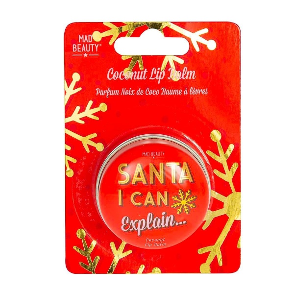Santa I Can Explain Coconut Christmas Lip Balm Tin 10g Mad Beauty