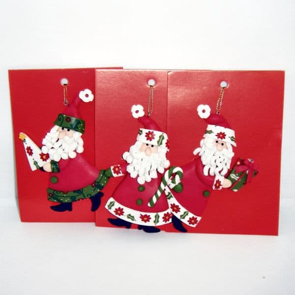 Santas Christmas Tree Ornaments Handmade Xmas Decorations (Set of 3)