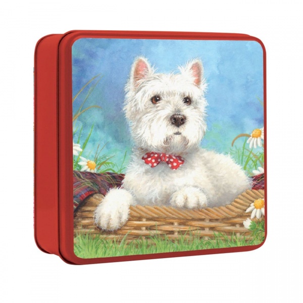 Scottie Dog Mini Chocolate Chip Biscuits Embossed Tin - Grandmas Wild's 100g