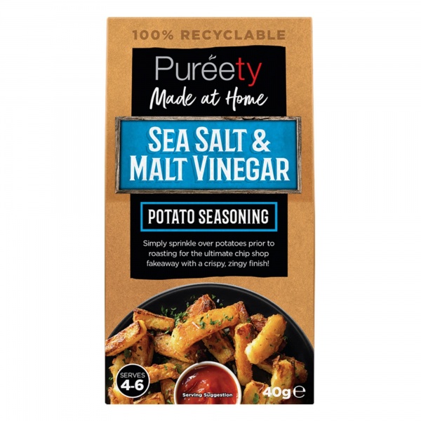 Sea Salt & Malt Vinegar Roast & Wedges Potato Seasoning Mix Pureety 40g