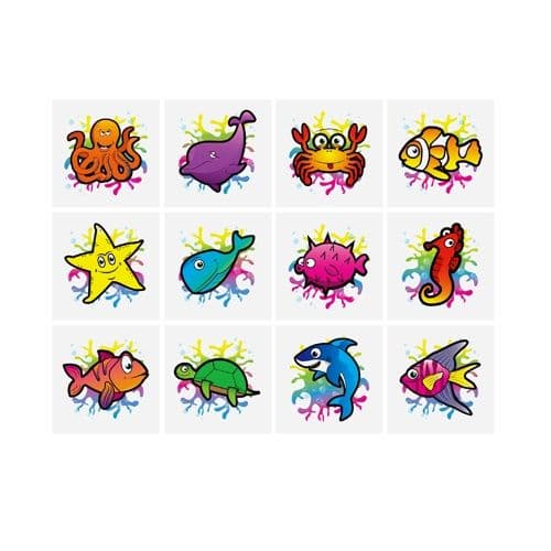 Sealife - Pack of 12 Mini Tattoos