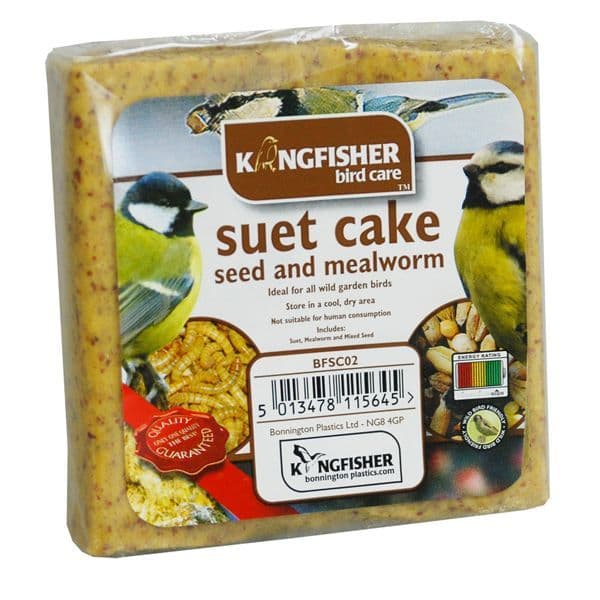 Seed & Mealworm Suet Cake For Wild Garden Birds Kingfisher Bird Care