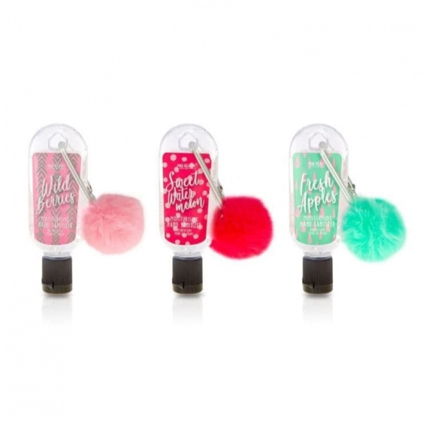 Set of 3 Pom Pom Clip & Clean Moisturising Travel Hand Sanitizer Gels 30ml Mad Beauty