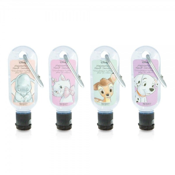Set of 4 Classic Disney Clip & Clean Moisturising Travel Hand Sanitizer Gels 30ml Mad Beauty