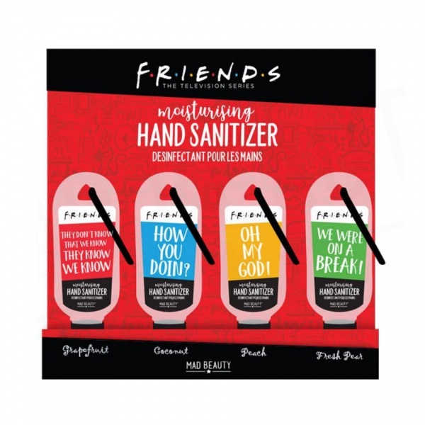Set of 4 Friends Clip & Clean Moisturising Travel Hand Sanitizer Gels Mad Beauty 30ml