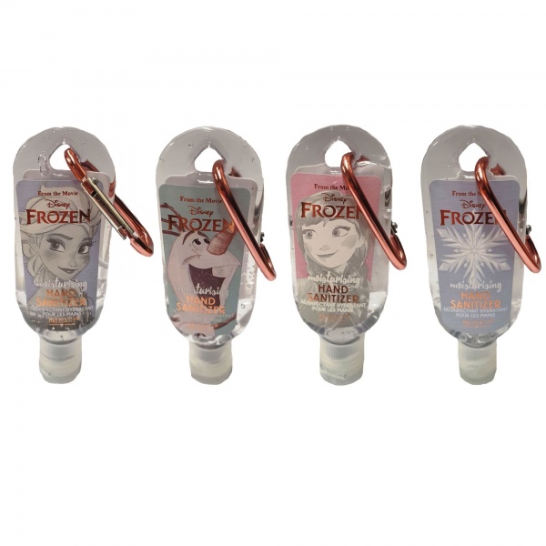 Set of 4 Frozen Disney Clip & Clean Moisturising Travel Hand Sanitizer Gels 30ml Mad Beauty