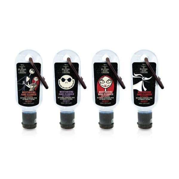 Set of 4 The Nightmare Before Christmas Clip & Clean Travel Hand Cleanser Gels 30ml Mad Beauty