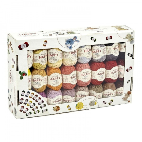 Sirdar Happy Cotton Yarn 50 Colours Gift Box 20g Balls