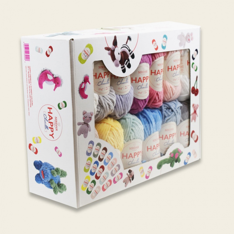 Sirdar Happy Chenille Yarn 25 Colours Gift Box 15g Balls