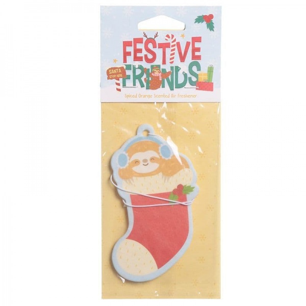 Sloth Festive Friends Christmas Spiced Orange Scented Car Air Freshener Puckator