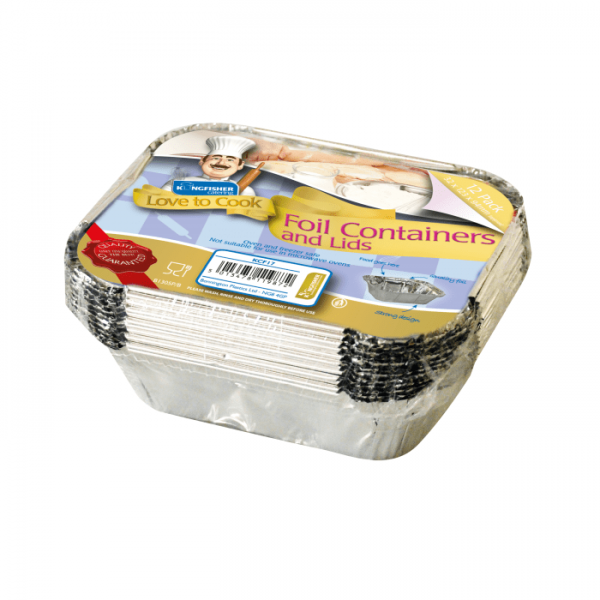 Small Foil Trays & Lids - Kingfisher Catering Love To Cook (Pack of 12)